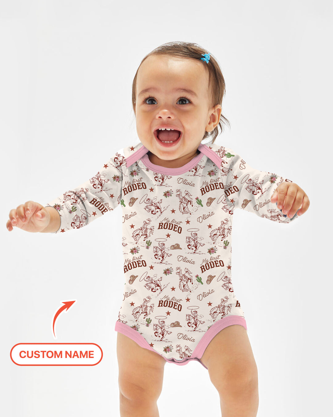 Custom Name First Rodeo Family Matching Bamboo Bodysuit
