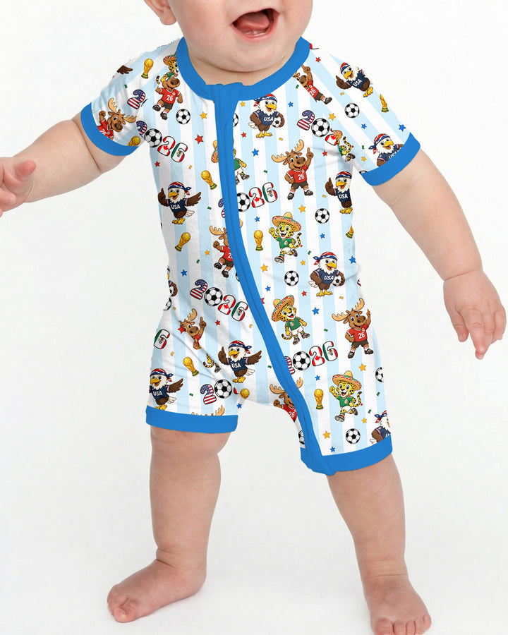 Striped Cute Mascots Soccer Cup 2026 Bamboo Shorty Zippy