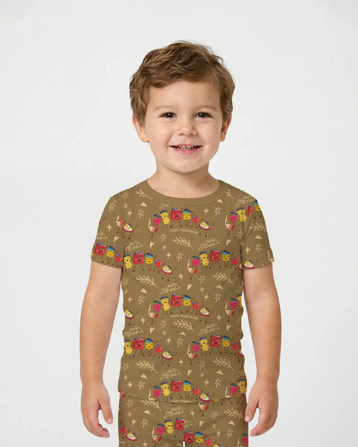 Let's Celebrate Rosh Hashanah Bamboo Two Piece Short Sleeve Pajama Set