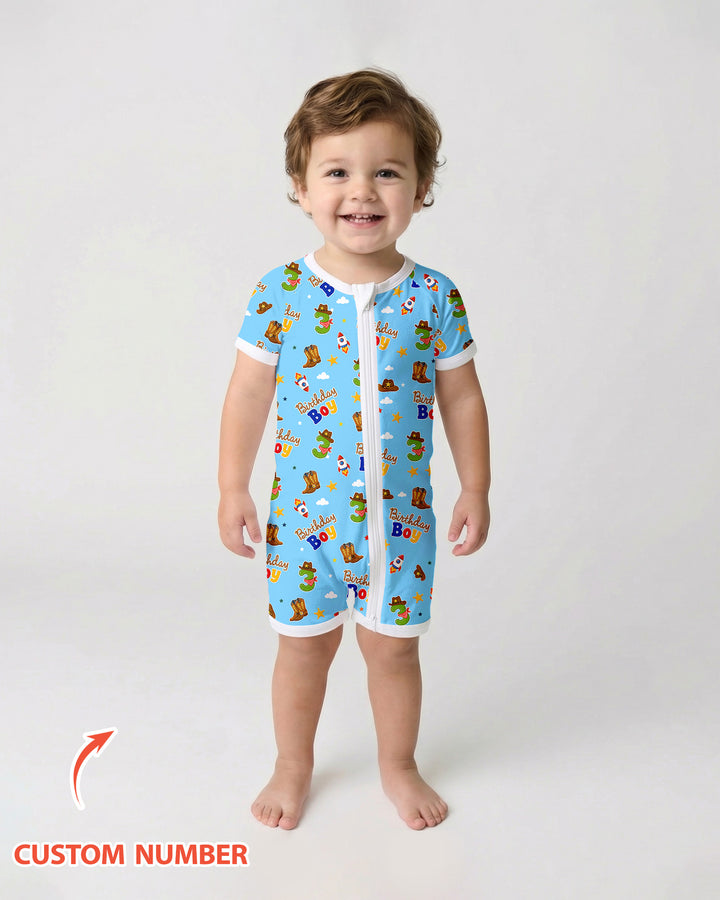 Custom Birthday Western Boy Bamboo Shorty Zippy