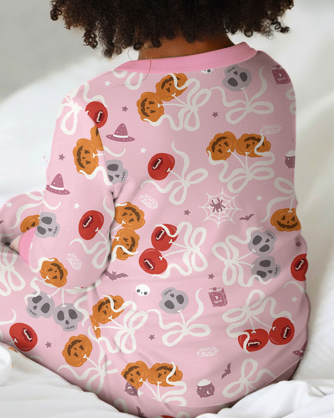 Spooky Halloween Cherry Matching Bamboo Two Piece Long Sleeve Pajama Set