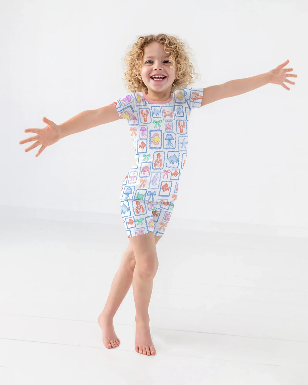 Coastal Treasures Family Matching Bamboo Two Piece Short Sleeve Shorts Pajama Set