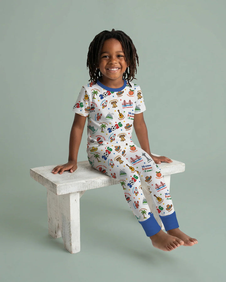 Soccer Cup Host Cities 2026 Bamboo Two Piece Short Sleeve Pajama Set
