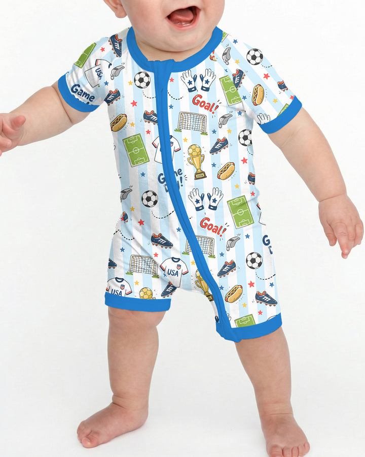 Striped Soccer Game Day Family Matching Bamboo Shorty Zippy
