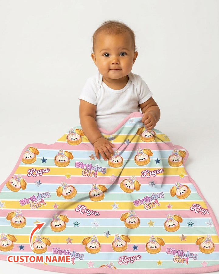 Custom Dumpling Birthday Girl Bamboo Blanket
