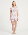 Kawaii Cats Summer Vacation Bamboo Women Short Sleeve Short Pajama Set