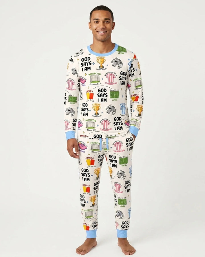 God Says I Am Soccer Bamboo Men's Pajama Set