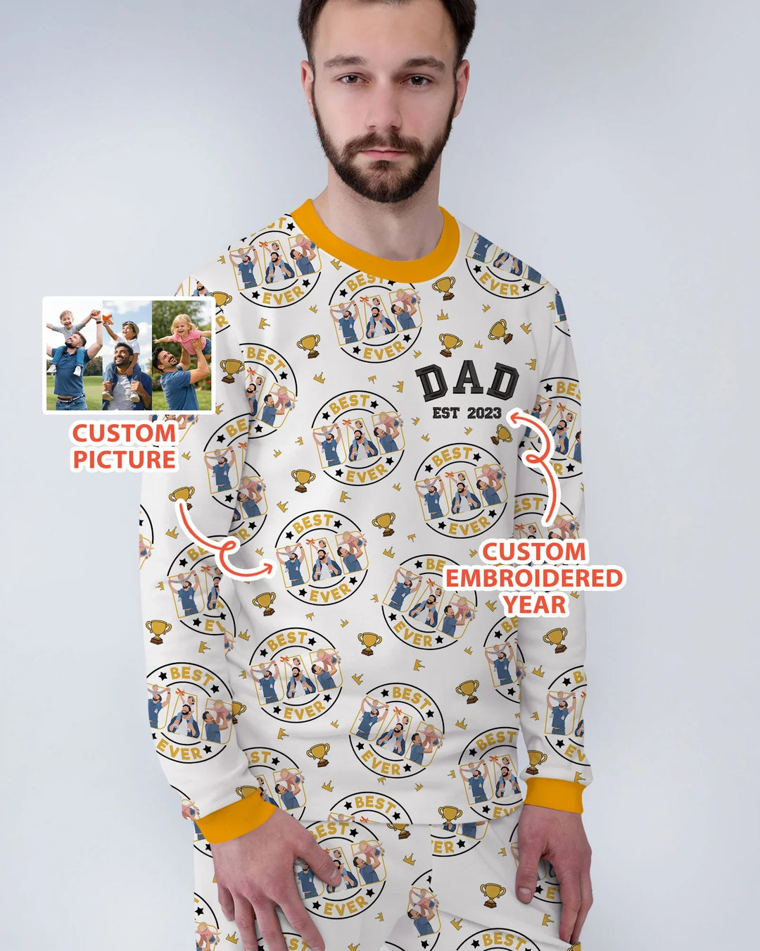 Personalized Family Matching Father's Day Embroidered Bamboo Men's Pajama Set