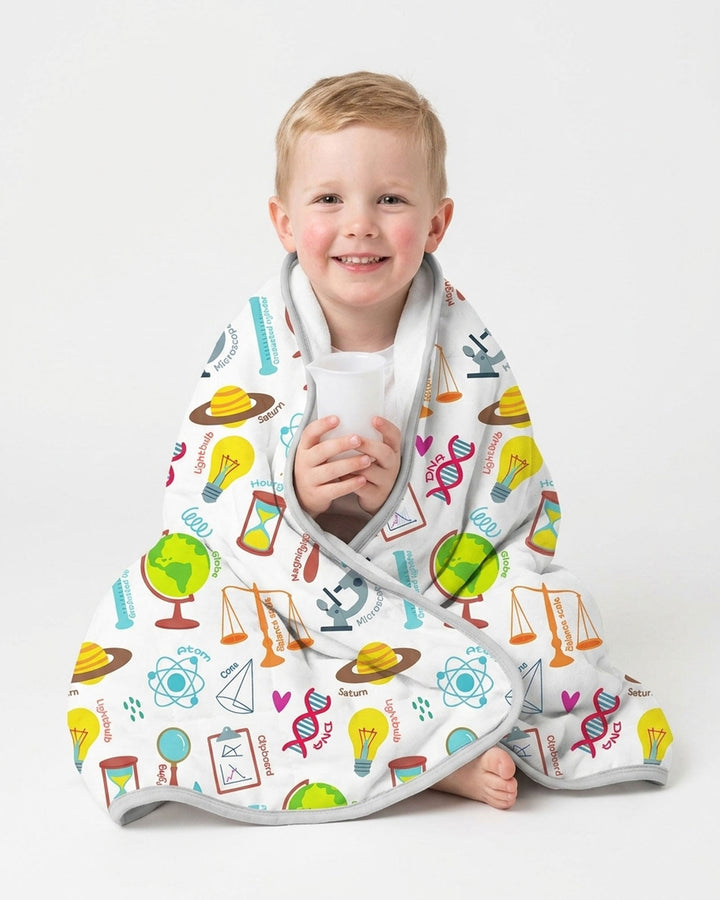 Tiny Scientist Explores The World  Bamboo Quilt Blanket