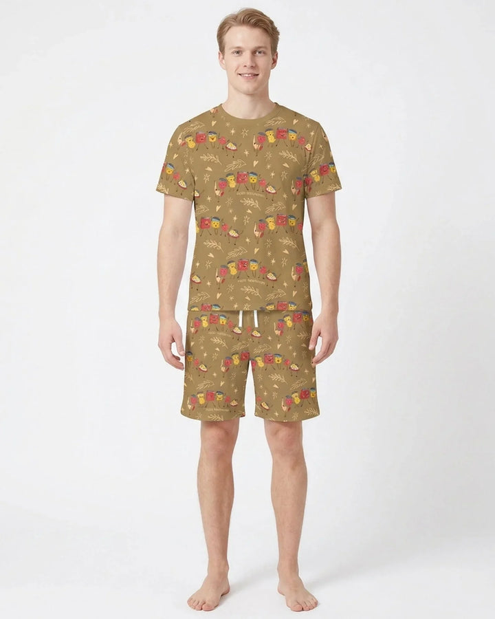 Let's Celebrate Rosh Hashanah Bamboo Men Short Sleeve Short Pajama Set