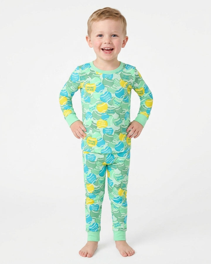 Tennis Candy Family Matching Bamboo Two Piece Long Sleeve Pajama Set