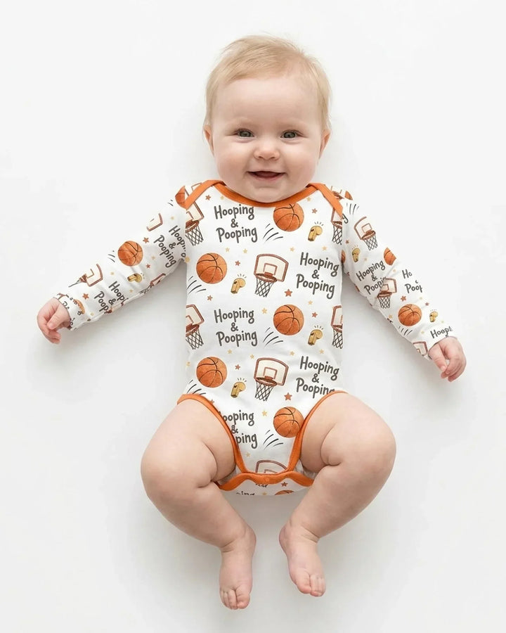 Funny Basketball Hooping & Pooping Bamboo Bodysuit