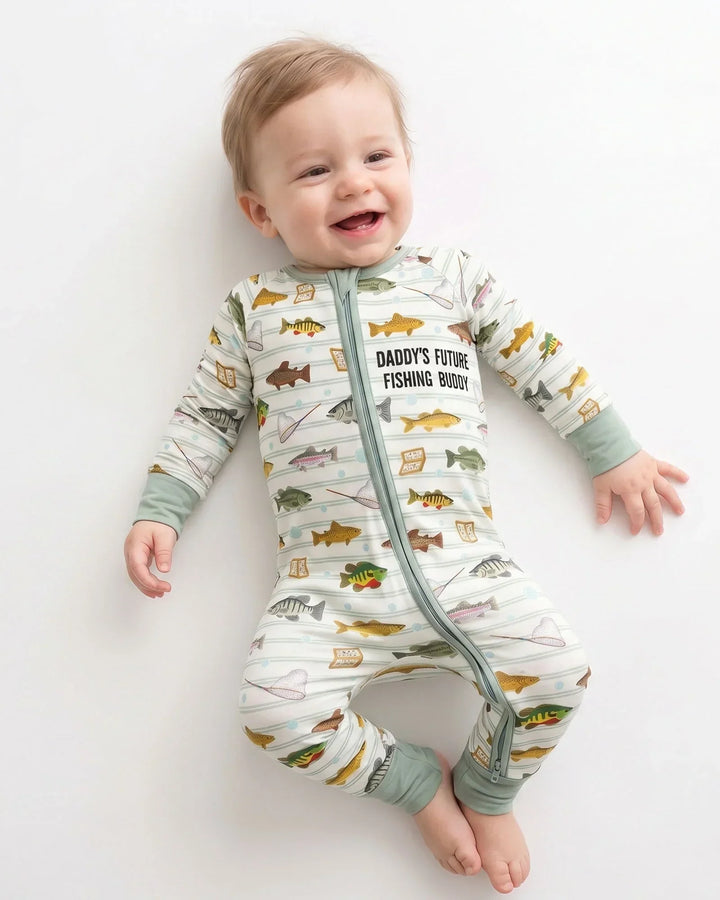 Embroidered Fishing Dad And Me Matching Bamboo Convertible Zippy
