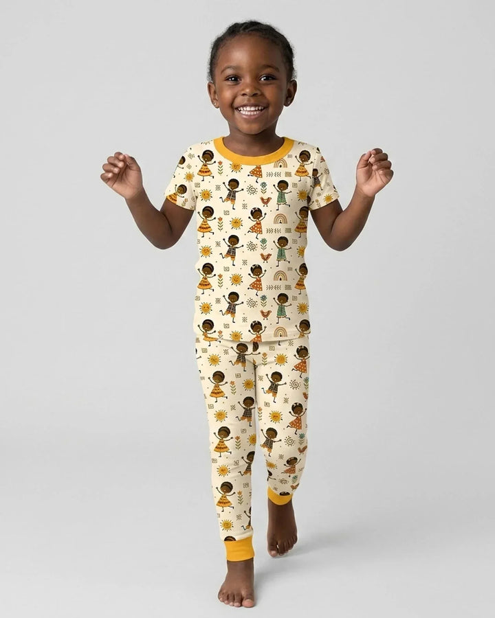 Cute African Heritage Bamboo Two Piece Short Sleeve Pajama Set