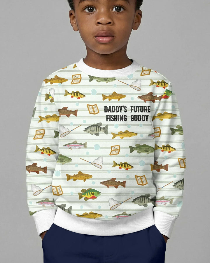 Embroidered Fishing Dad And Me Matching Bamboo Crewneck Sweatshirt