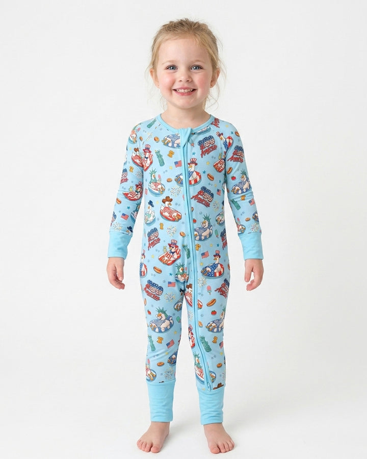 250 America Patriotic Goose Family Matching Bamboo Convertible Zippy
