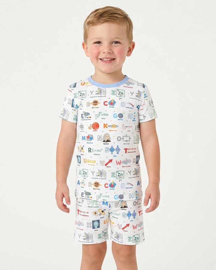 The Physics Alphabet Bamboo Two Piece Short Sleeve Shorts Pajama Set