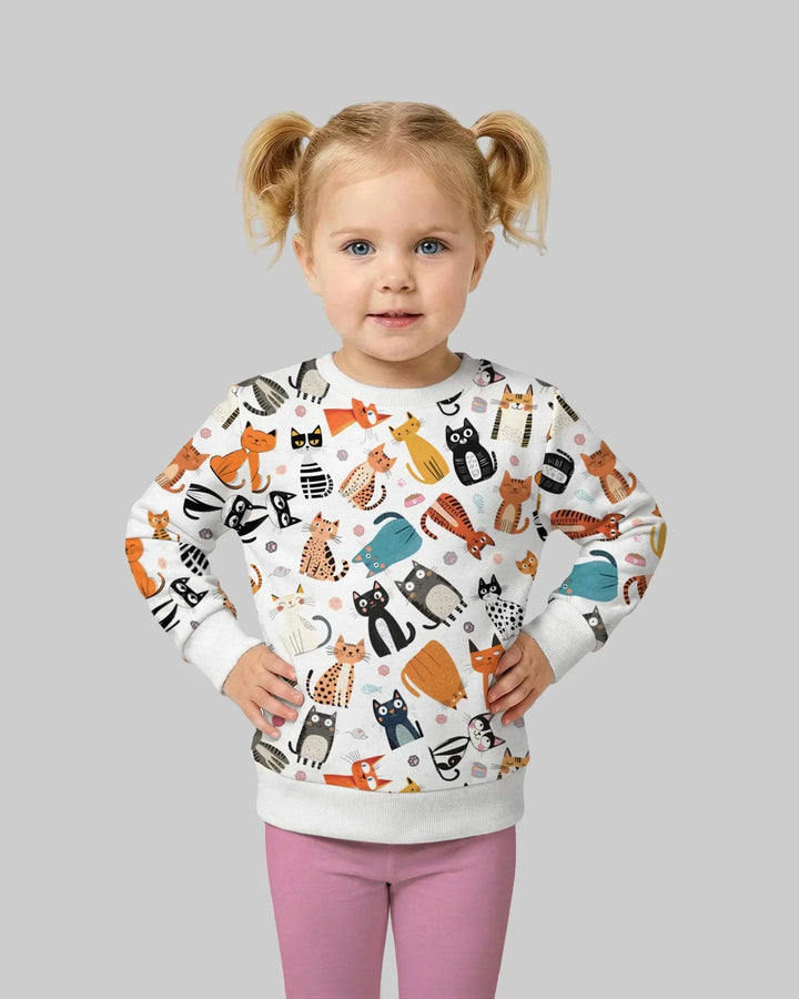 Goofy Mischief Cat Family Matching Bamboo Crewneck Sweatshirt