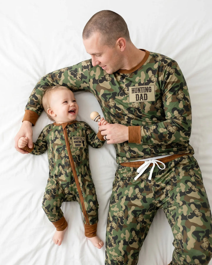 Embroidered Matching With Hunting Dad Bamboo Men's Pajama Set