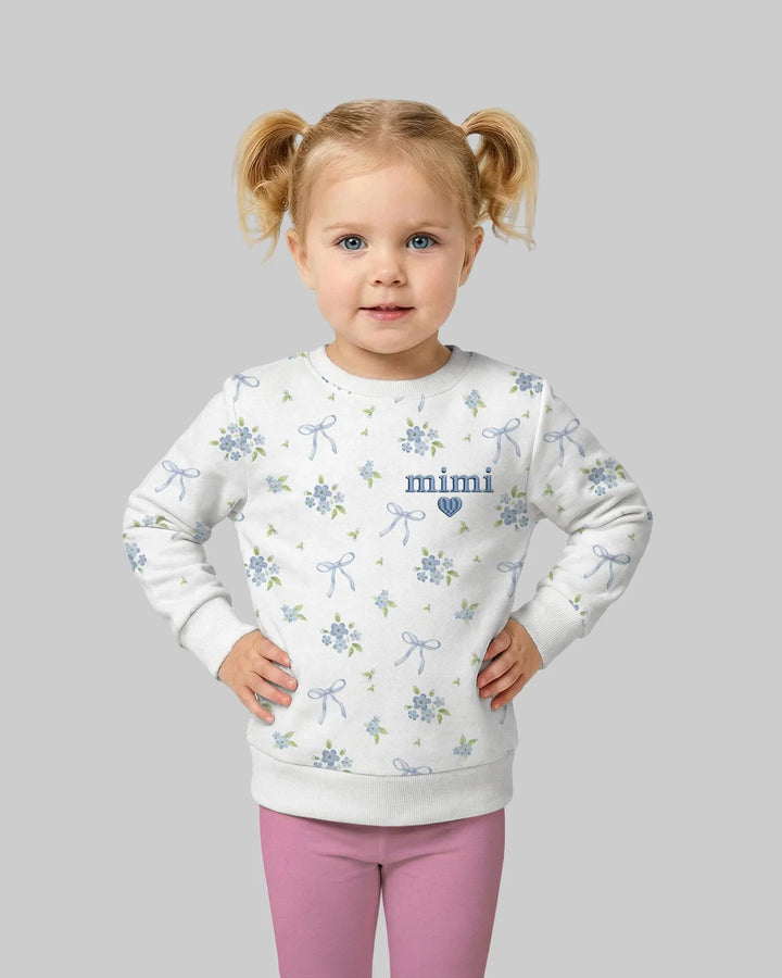 Mommy and Me Matching Embroidered Baby Bamboo Crewneck Sweatshirt