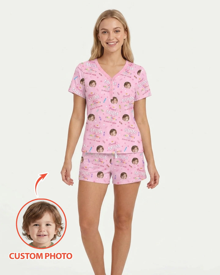 Proud Dad Mom Of Class Of 2026 Bamboo Women Short Sleeve Short Pajama Set