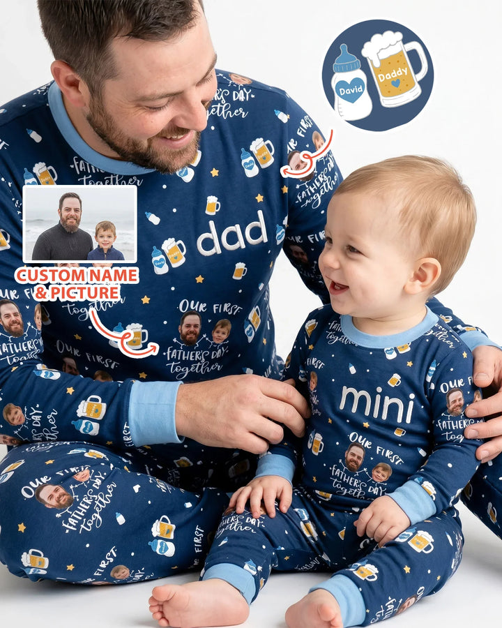 Personalized Embroidered Our First Father's Day Bamboo Men's Pajama Set