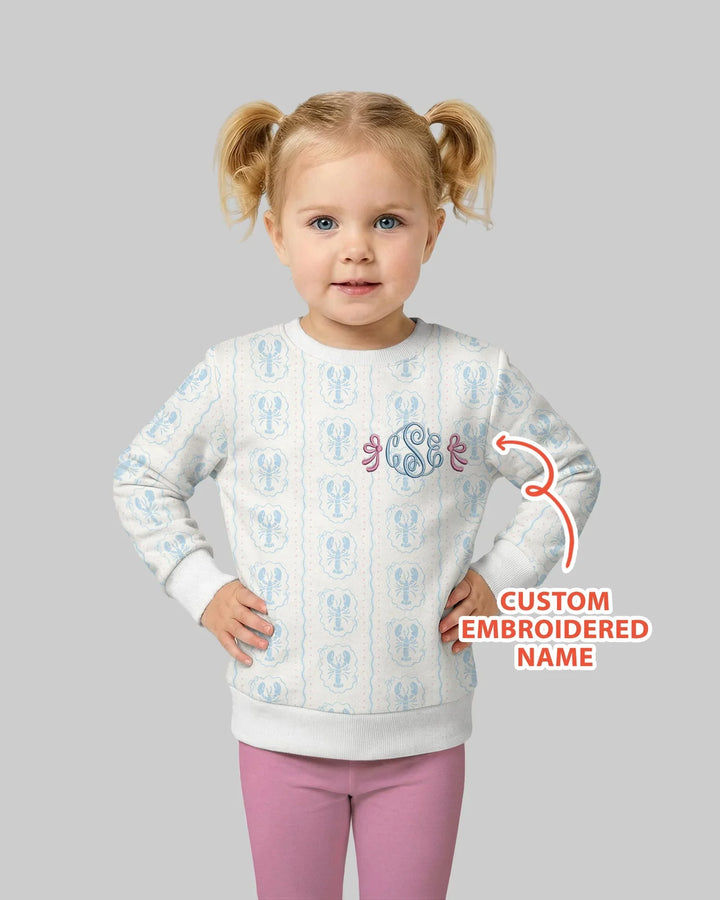 Custom Monogram Letter Embroidered Baby Bamboo Crewneck Sweatshirt