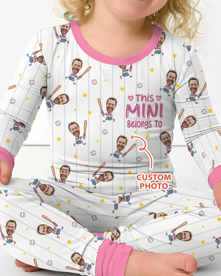 Embroidered Custom Dad And Mini Face  Bamboo Two Piece Long Sleeve Pajama Set