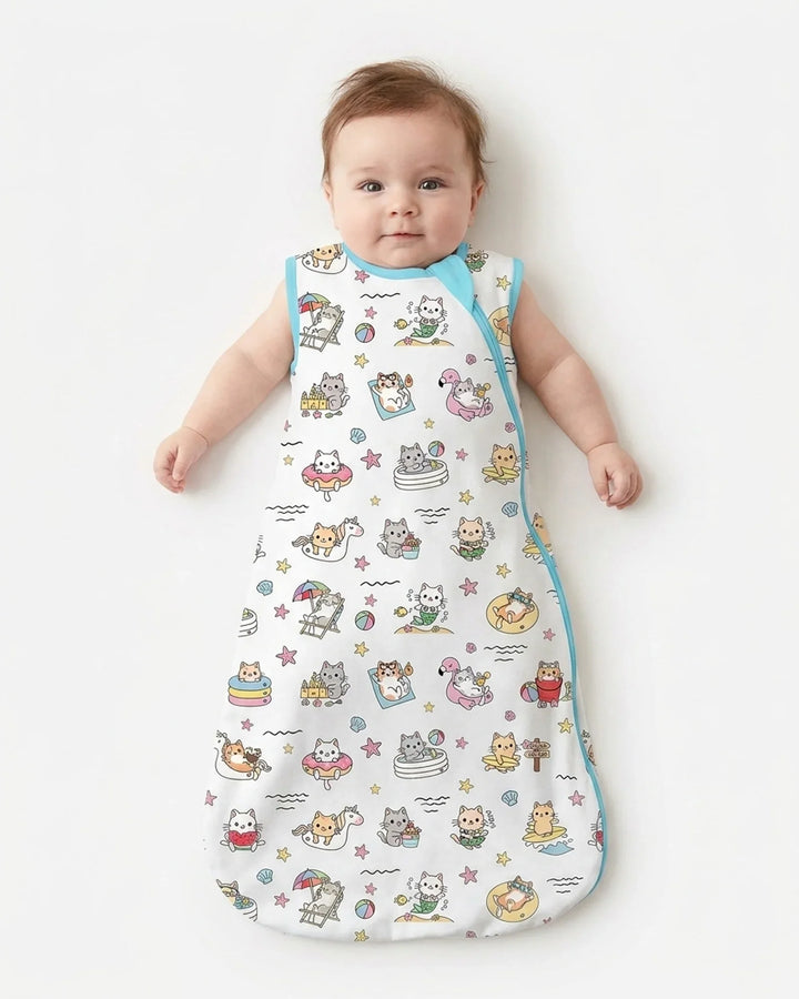 Kawaii Cats Summer Vacation Bamboo Sleep Bag