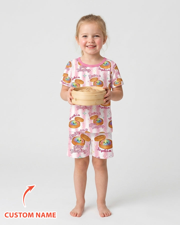 Personalized You're Glitter Dumpling Bamboo Two Piece Short Sleeve Shorts Pajama Set