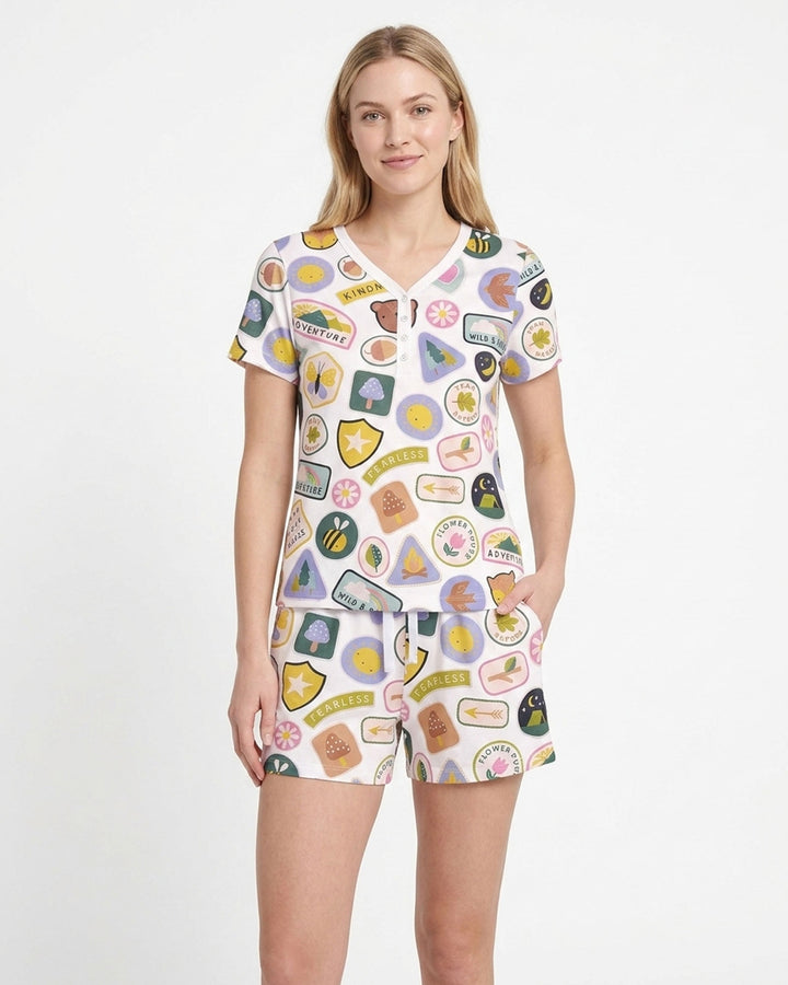 Little Explorer Bamboo Women Short Sleeve Short Pajama Set