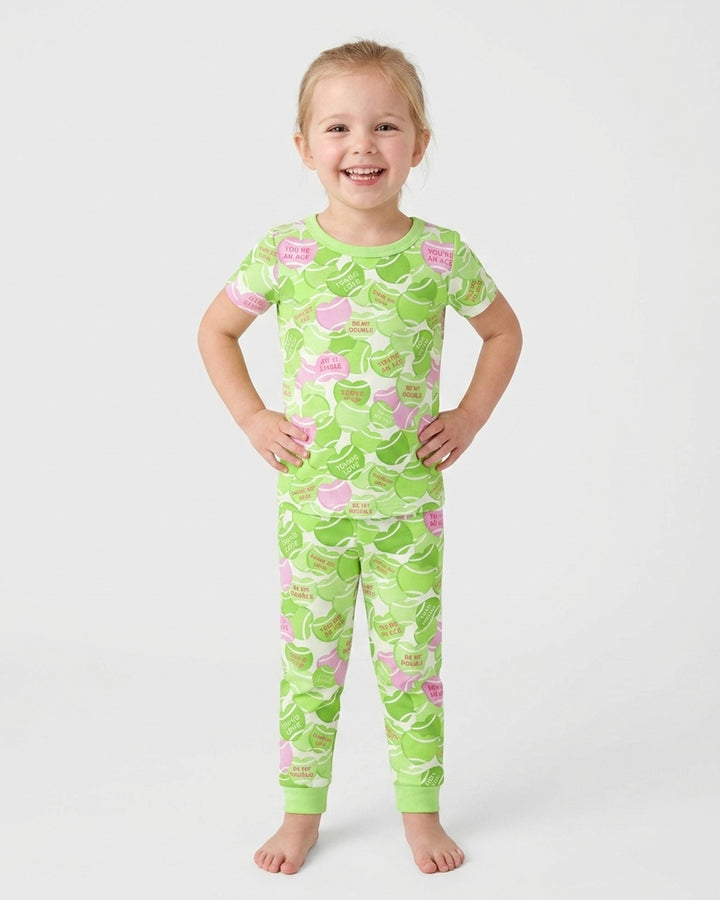 Tennis Candy Family Matching Bamboo Two Piece Short Sleeve Pajama Set