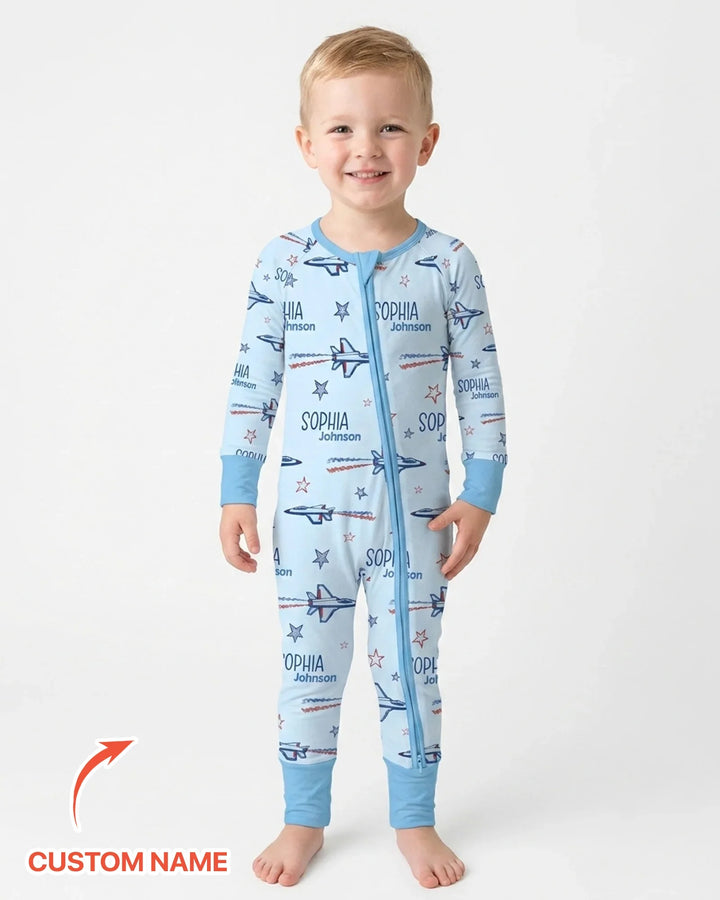 Patriotic American Flag Jet Fighter Bamboo Convertible Zippy