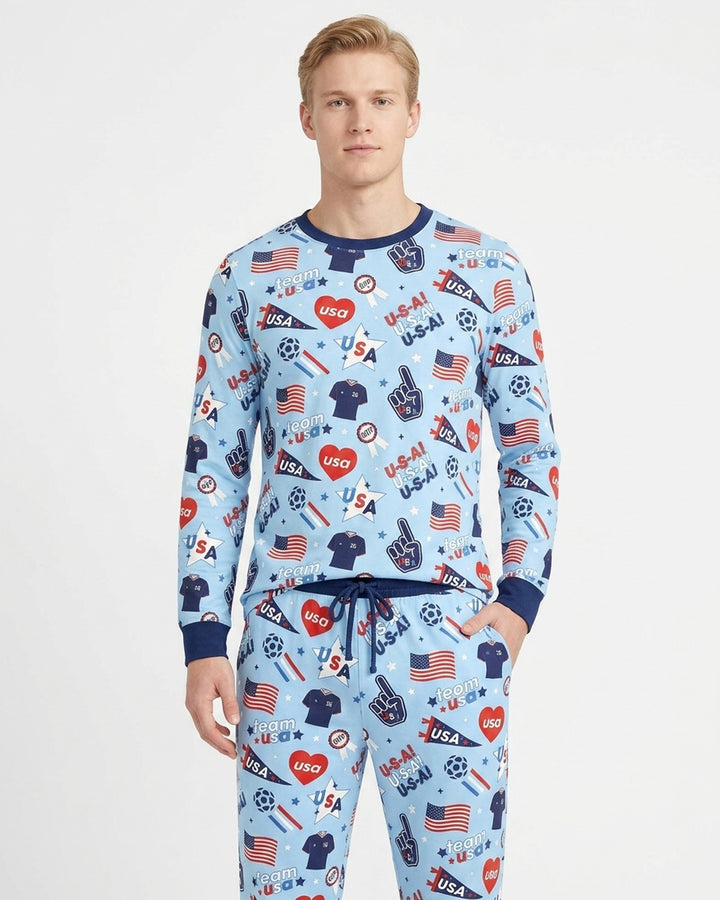 Soccer Party Team USA Bamboo Men's Pajama Set