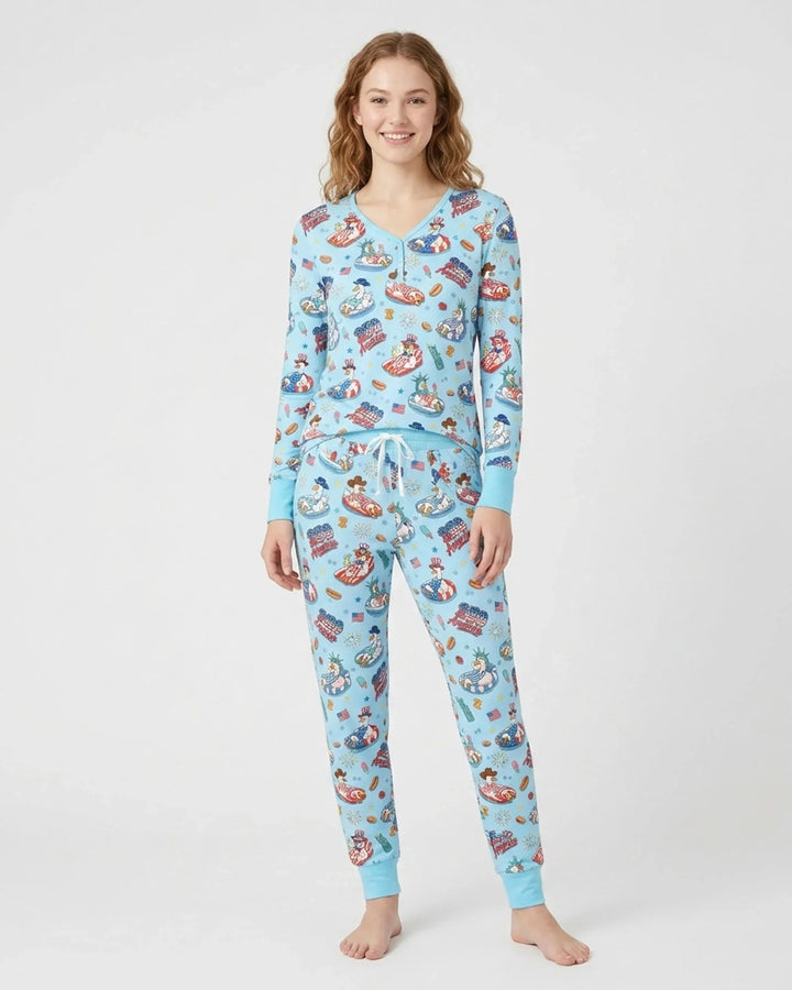 250 America Patriotic Goose Family Matching Bamboo Women Pajama Set