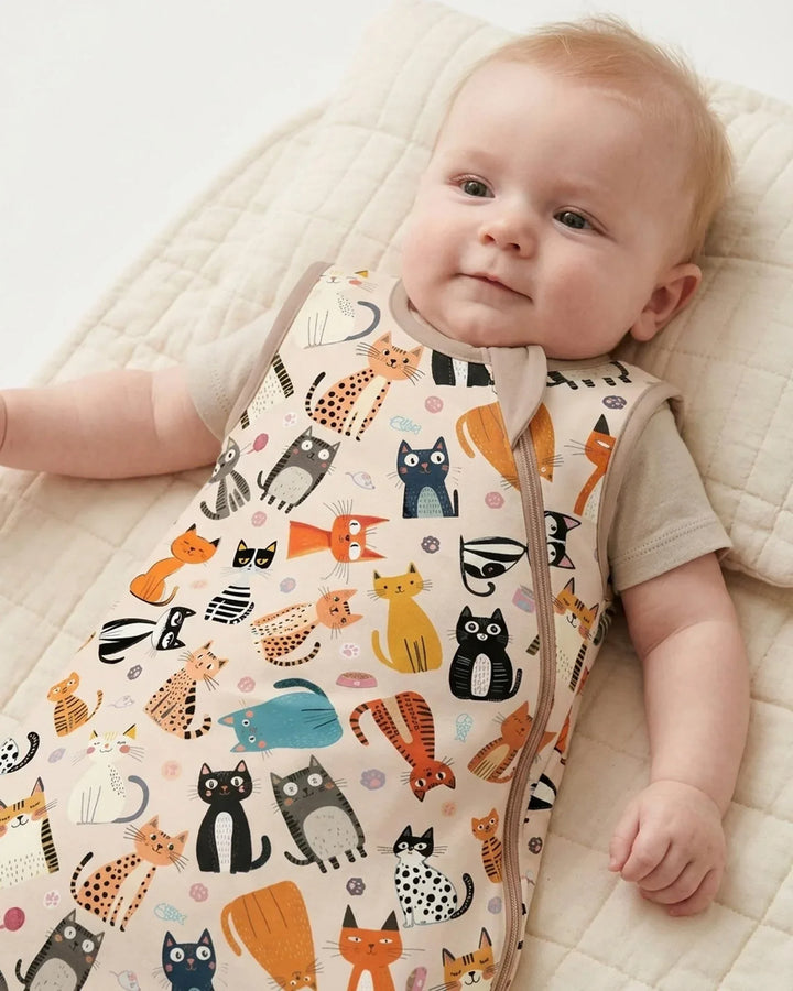 Goofy Mischief Cat Family Matching Bamboo Sleep Bag