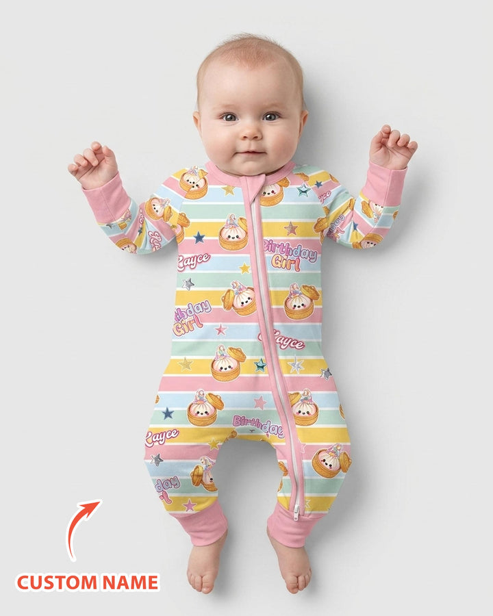 Custom Dumpling Birthday Girl  Bamboo Convertible Zippy