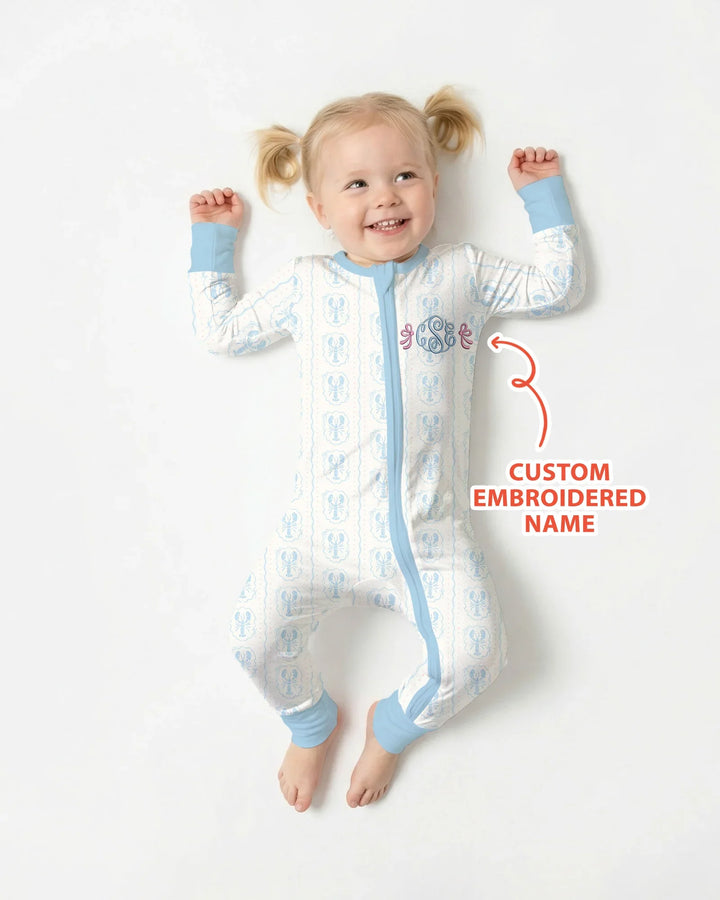 Custom Monogram Letter Embroidered Baby Bamboo Convertible Zippy