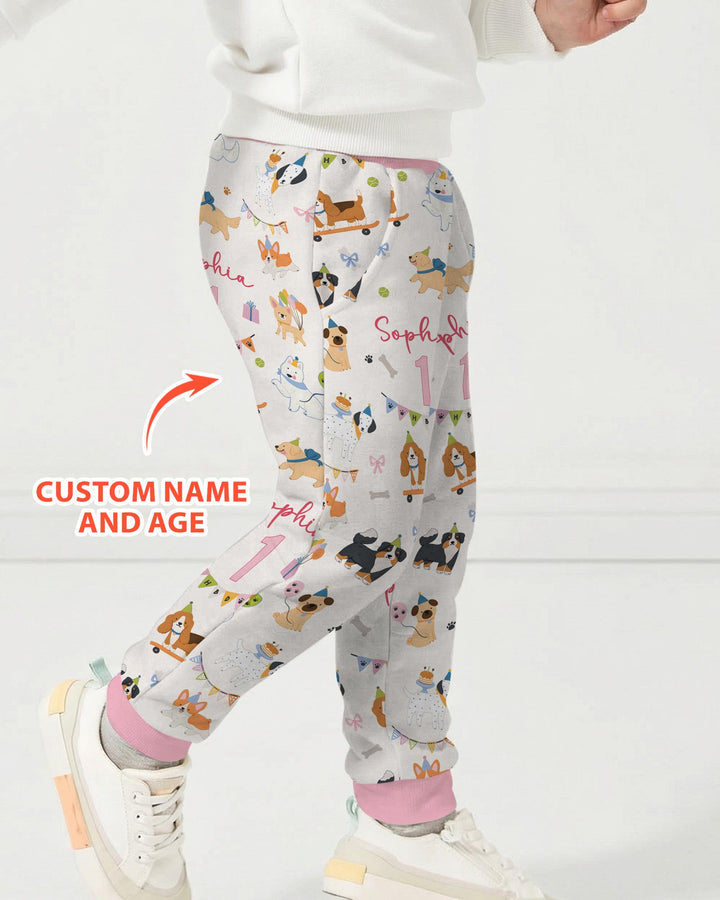 Custom Name Birthday Dogs Party Bamboo Jogger