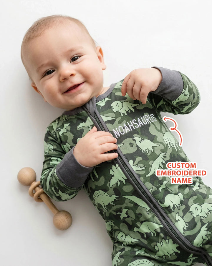 Custom Name Embroidered Matching With Dadasaurus Bamboo Convertible Zippy