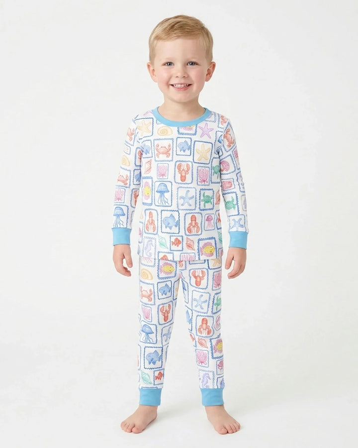 Coastal Treasures Family Matching Bamboo Two Piece Long Sleeve Pajama Set