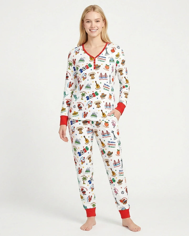 Soccer Cup Host Cities 2026 Bamboo Women Pajama Set