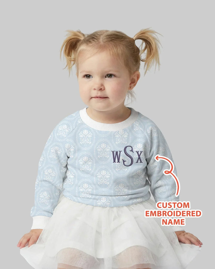 Personalized Floral Embroidered Baby Bamboo Crewneck Sweatshirt