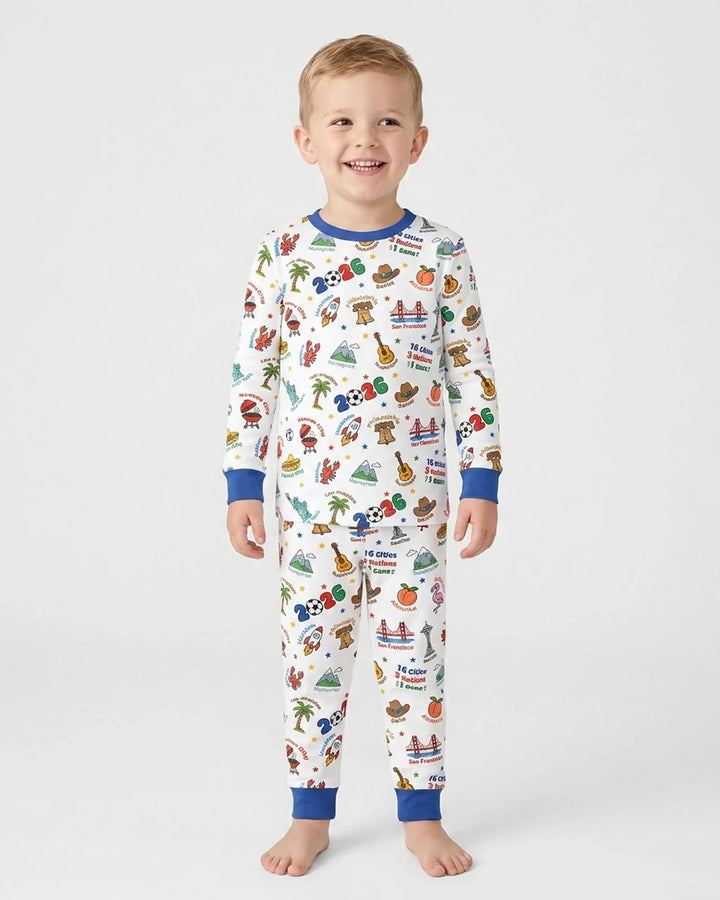 Soccer Cup Host Cities 2026 Bamboo Two Piece Long Sleeve Pajama Set