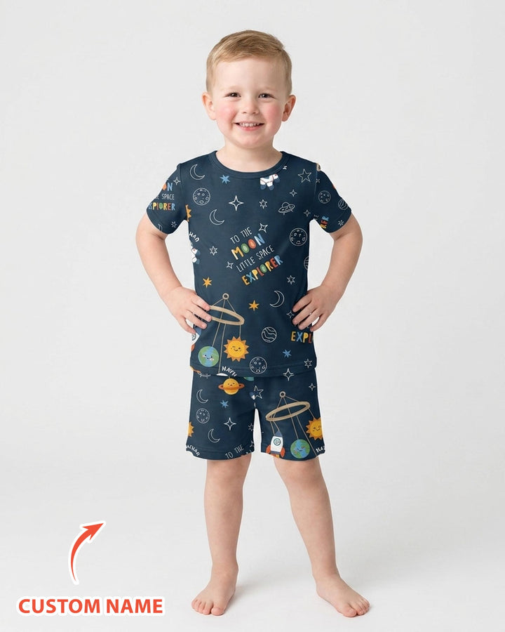 Little Astronaut Big Dream Bamboo Two Piece Short Sleeve Shorts Pajama Set