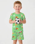 The World Cup Soccer Animals Bamboo Two Piece Short Sleeve Shorts Pajama Set