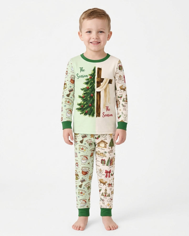 Jesus Is The Reason For The Season Family Matching Bamboo Two Piece Long Sleeve Pajama Set