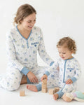 Mommy and Me Matching Embroidered Baby Bamboo Women Pajama Set