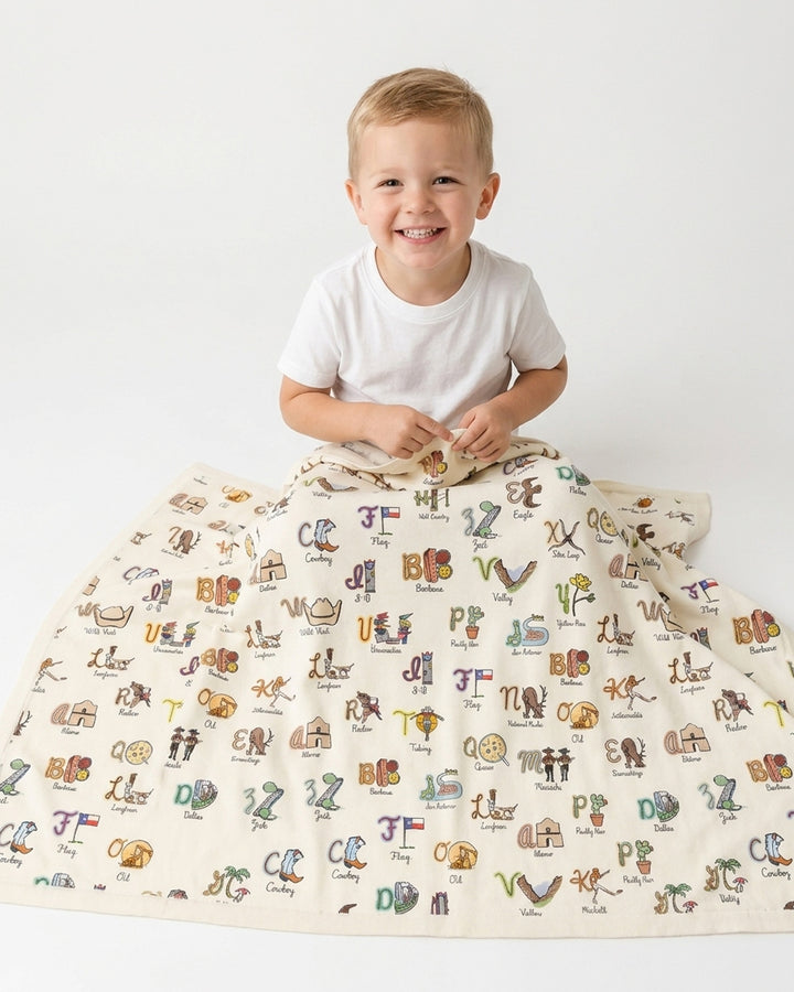 Texas Alphabet Bamboo Blanket