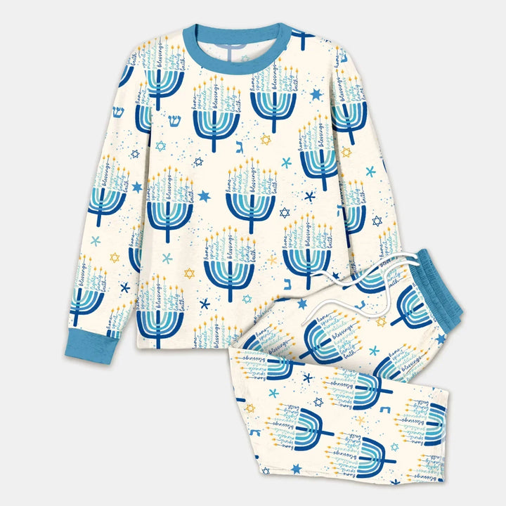 Hannukkah Menorah Family Matching Men's Pajama Set , Hannukkah Menorah Family Matching Men's Pajama Set - Only Shirt / XS
